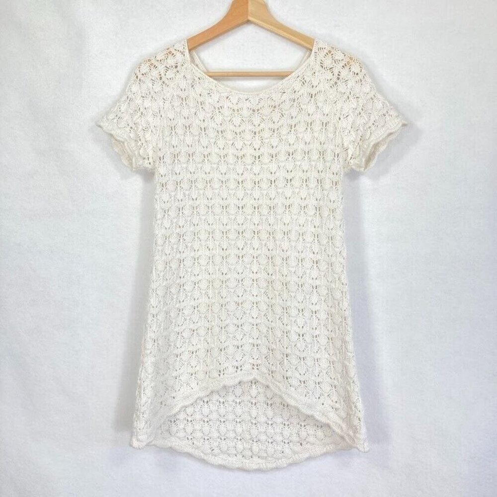 Zara Knit Open Knit High Low Hem Boho Beachy Sheer Spring Layer Feminine M